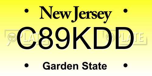 C89KDD New Jersey License Plate