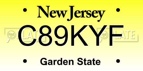 C89KYF New Jersey License Plate