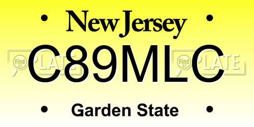 C89MLC New Jersey License Plate