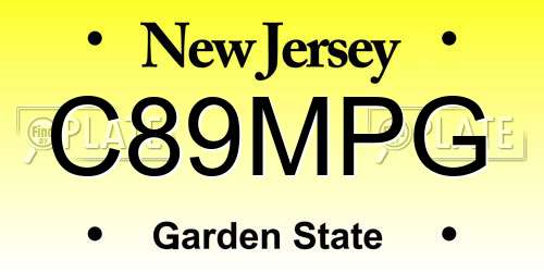C89MPG New Jersey License Plate