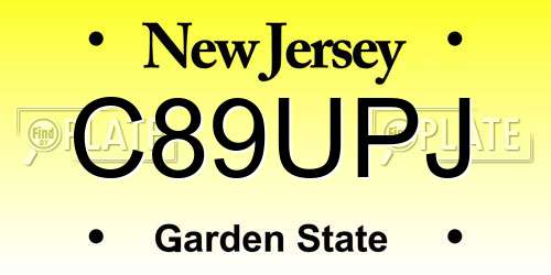 C89UPJ New Jersey License Plate