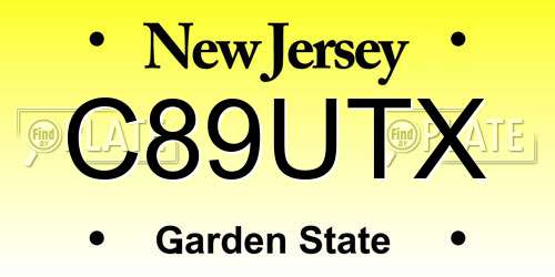 C89UTX New Jersey License Plate