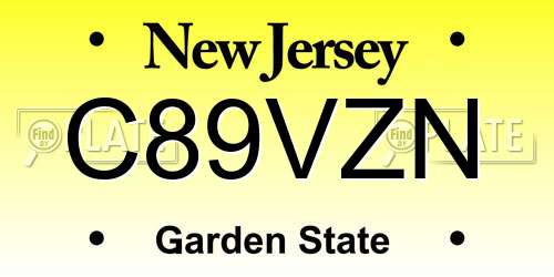 C89VZN New Jersey License Plate