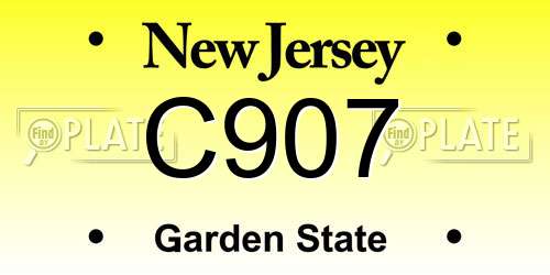 C907 New Jersey License Plate