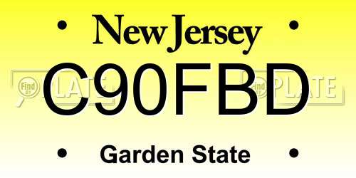 C90FBD New Jersey License Plate