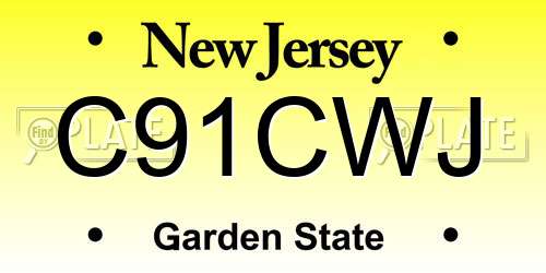 C91CWJ New Jersey License Plate