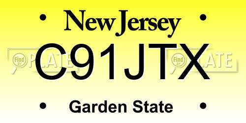 C91JTX New Jersey License Plate