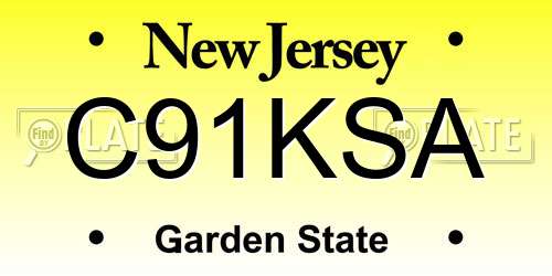 C91KSA New Jersey License Plate