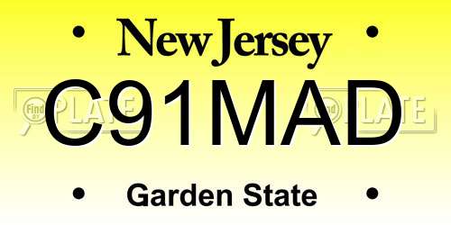 C91MAD New Jersey License Plate