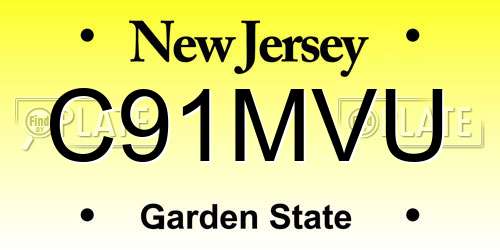 C91MVU New Jersey License Plate