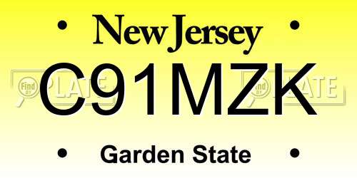C91MZK New Jersey License Plate