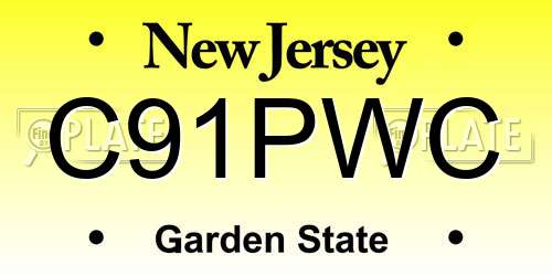 C91PWC New Jersey License Plate