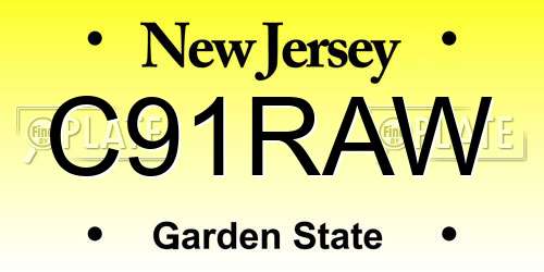 C91RAW New Jersey License Plate
