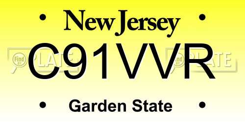 C91VVR New Jersey License Plate