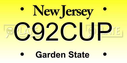 C92CUP New Jersey License Plate
