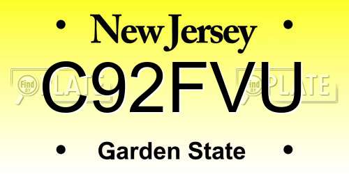 C92FVU New Jersey License Plate