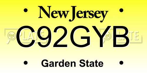 C92GYB New Jersey License Plate