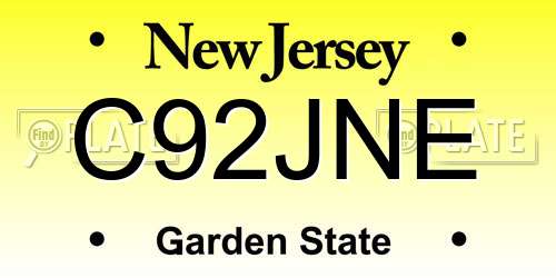 C92JNE New Jersey License Plate