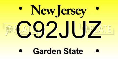 C92JUZ New Jersey License Plate