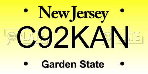 C92KAN New Jersey License Plate