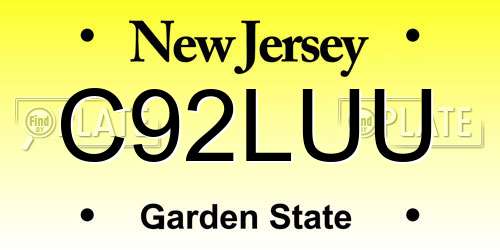 C92LUU New Jersey License Plate