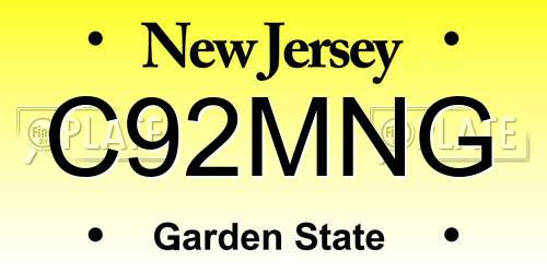 C92MNG New Jersey License Plate
