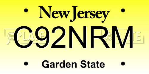 C92NRM New Jersey License Plate