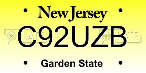C92UZB New Jersey License Plate