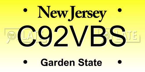 C92VBS New Jersey License Plate