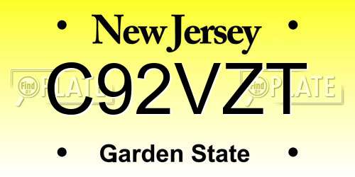 C92VZT New Jersey License Plate