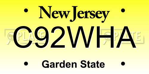 C92WHA New Jersey License Plate
