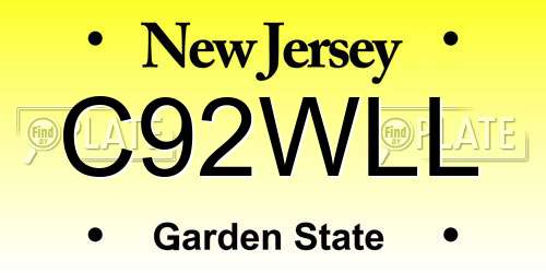 C92WLL New Jersey License Plate