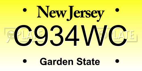 C934WC New Jersey License Plate