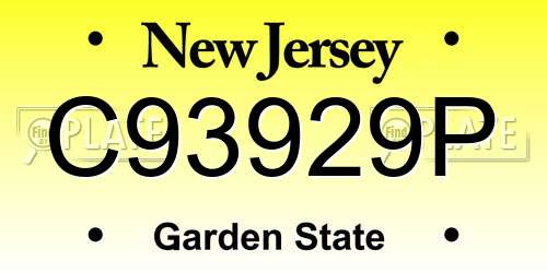 C93929P New Jersey License Plate