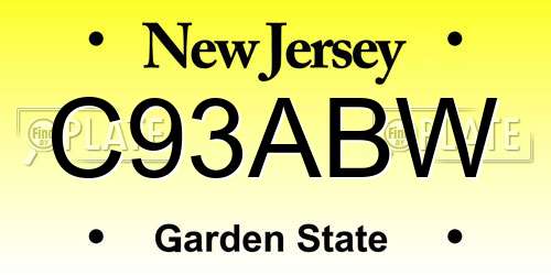 C93ABW New Jersey License Plate