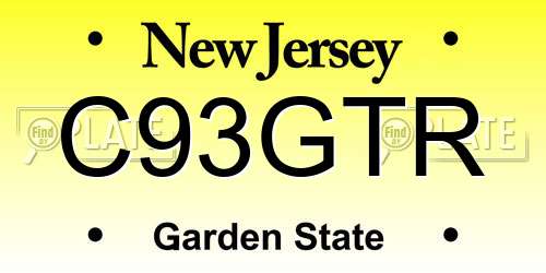C93GTR New Jersey License Plate