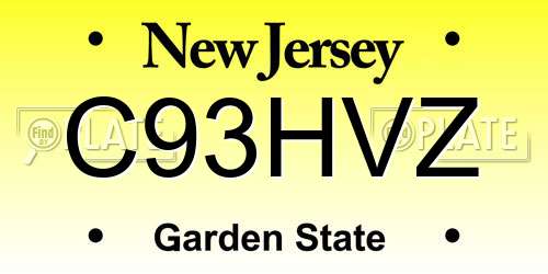 C93HVZ New Jersey License Plate