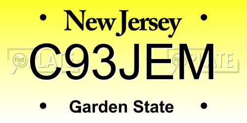 C93JEM New Jersey License Plate
