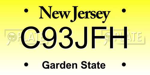 C93JFH New Jersey License Plate