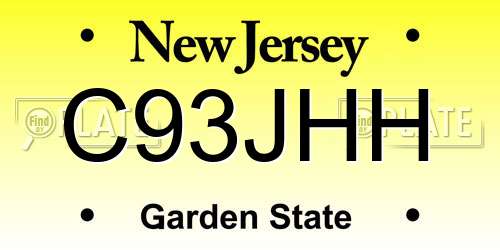 C93JHH New Jersey License Plate