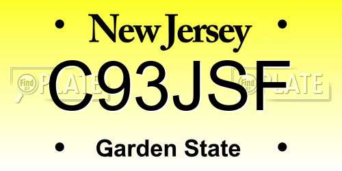 C93JSF New Jersey License Plate