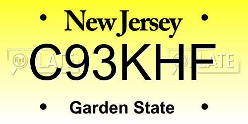 C93KHF New Jersey License Plate