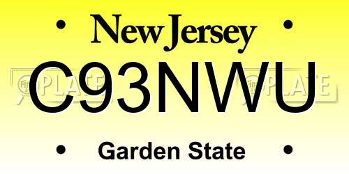 C93NWU New Jersey License Plate