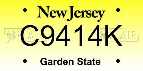 C9414K New Jersey License Plate