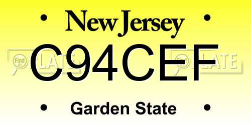 C94CEF New Jersey License Plate