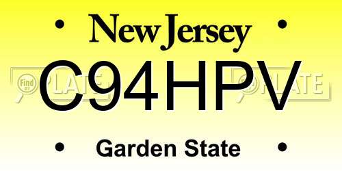 C94HPV New Jersey License Plate