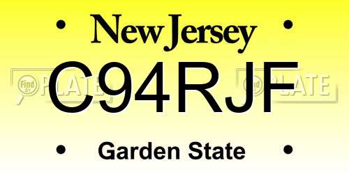 C94RJF New Jersey License Plate