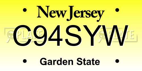 C94SYW New Jersey License Plate