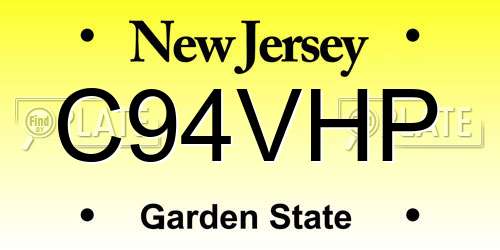 C94VHP New Jersey License Plate