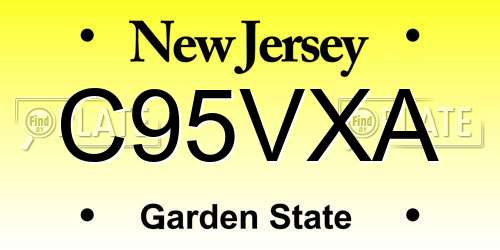 C95VXA New Jersey License Plate